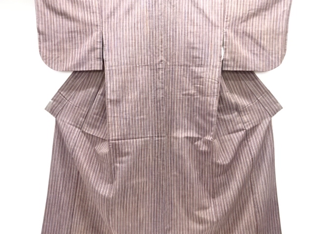 JAPANESE KIMONO / ANTIQUE KIMONO / SILK / TSUMUGI / WOVEN STRIPE